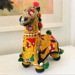 Vintage Indian Rajasthani cloth embroidered horse